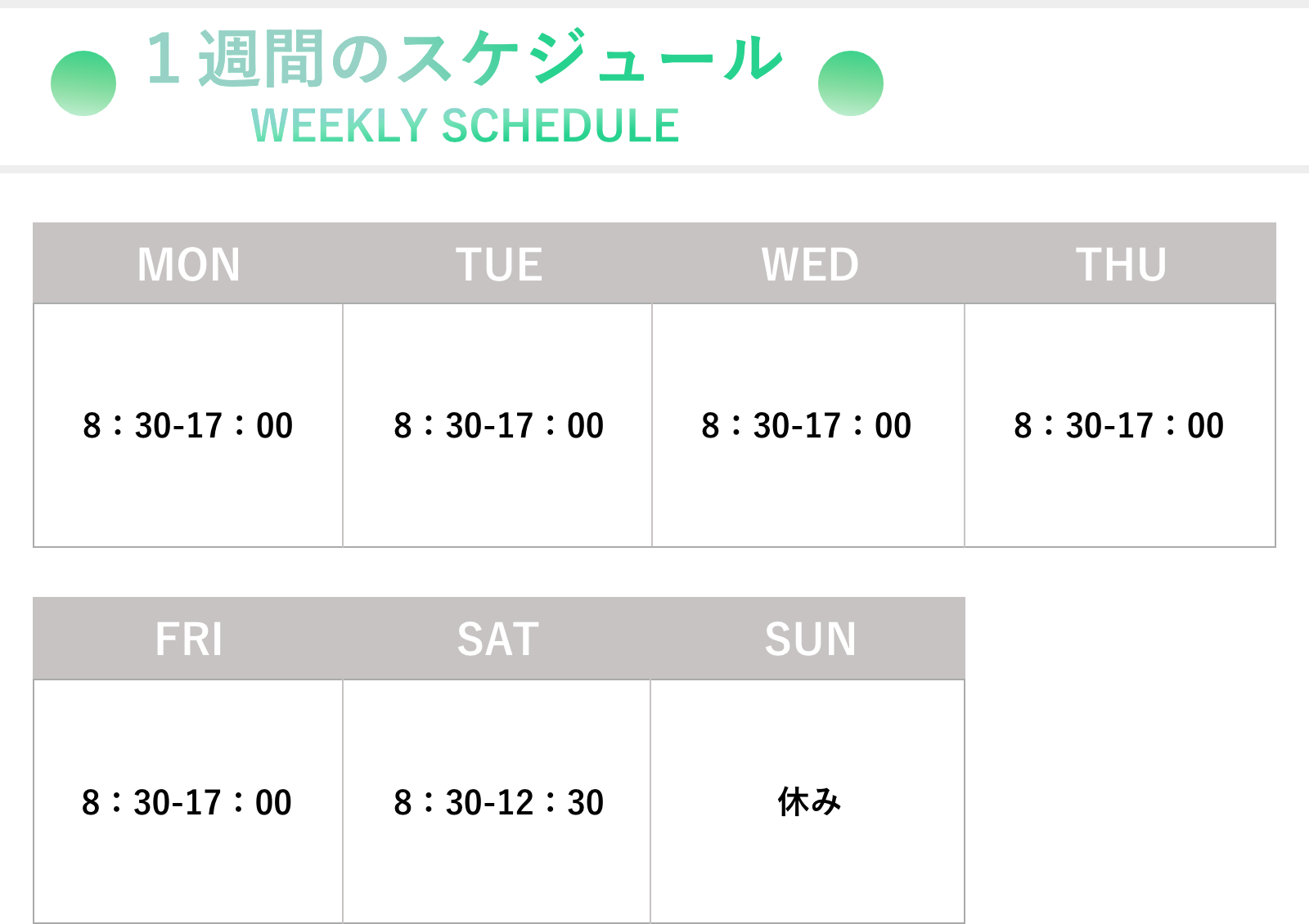1週間のスケジュール