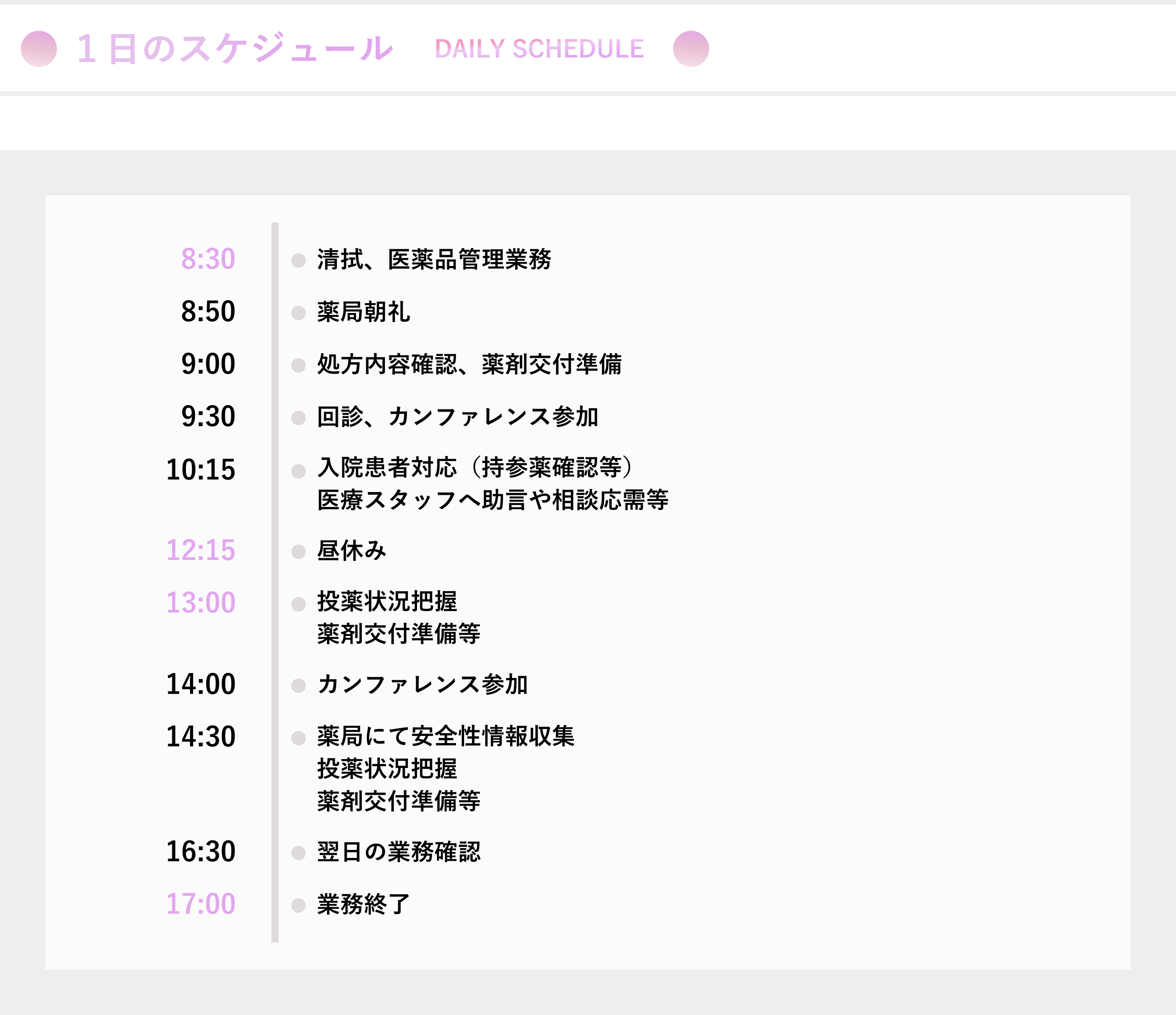 1日のスケジュール
