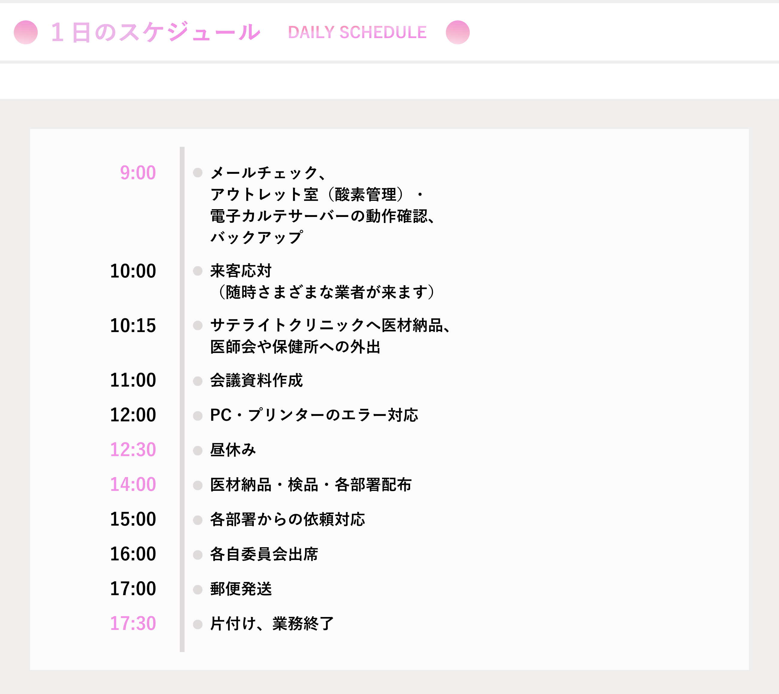 1日のスケジュール